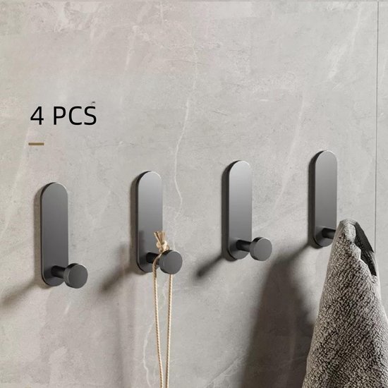 550x550-42288.jpg Unyqoos® Set van 4 Waterbestendige Kleefhaken voor Handdoeken, Hoeden, Sleutels en Tassen aan Deur in Grijs