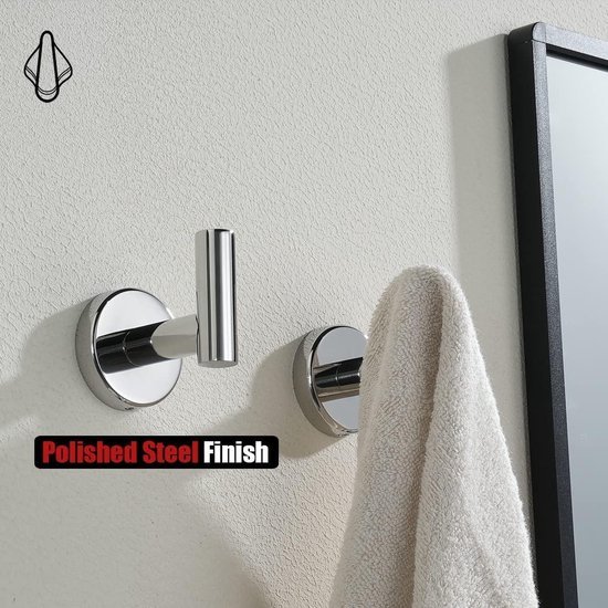 Unyqoos® Set van vier veelzijdige roestvrijstalen wandhaken voor badkamer en keuken