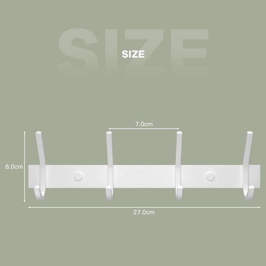 Unyqoos® Kledinghaken Wandmontage Met Vier Sterke Roestvrij Stalen Haken Voor Zware Belasting Tot 20 Kg