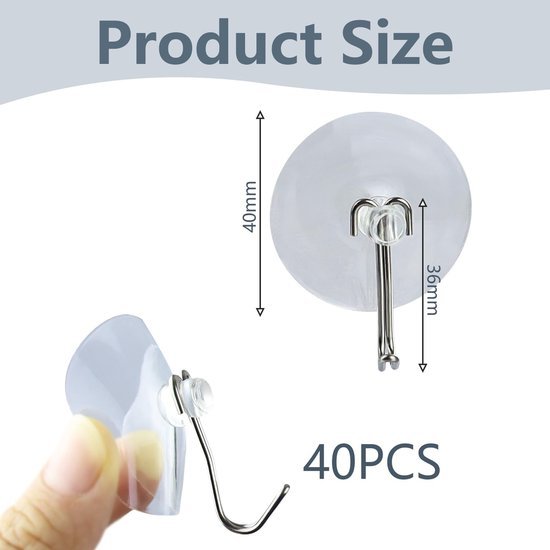 550x550-42646.jpg Unyqoos® Set van 40 sterke transparante zuignappen met haken voor veelzijdig gebruik