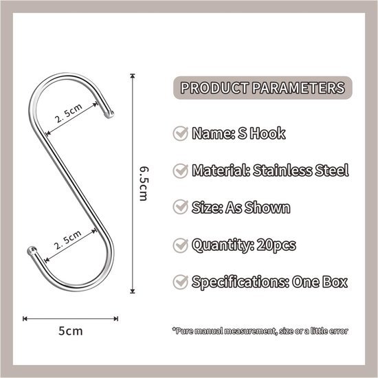 550x550-42677.jpg Unyqoos® Set van 20 roestvrijstalen S-haken voor veelzijdig gebruik in huis en tuin