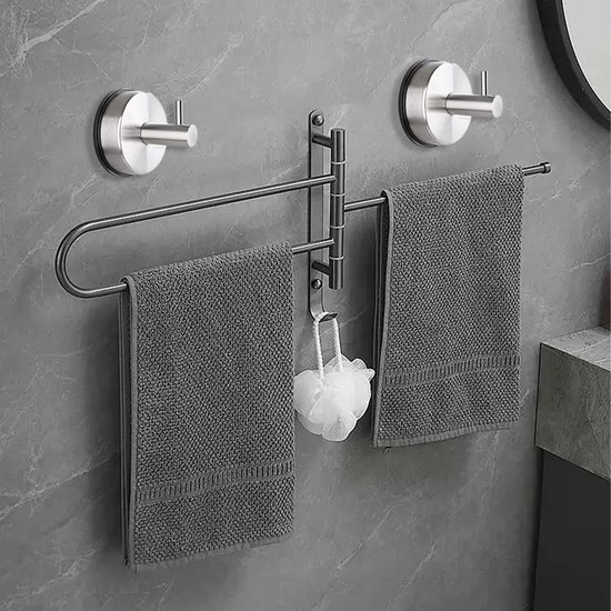 Unyqoos® Set van twee sterke roestvrijstalen zuignaphaken voor badkamer en keuken