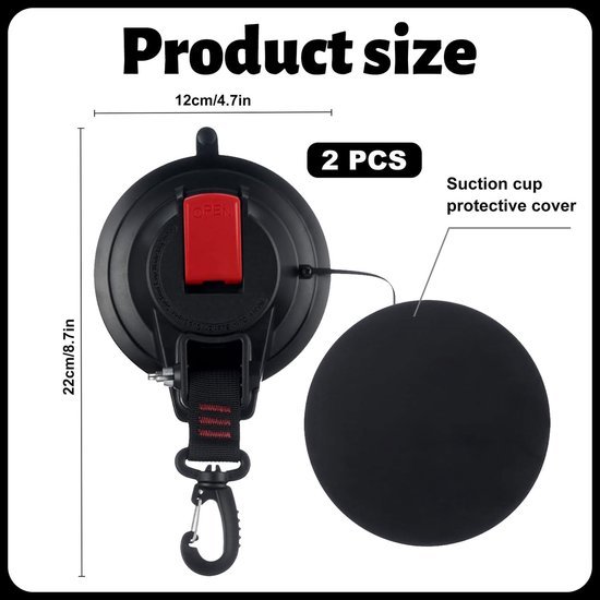550x550-42747.jpg Unyqoos® Set van 2 Sterke Zuignappen met Haak voor Veilig Kamperen en Reizen