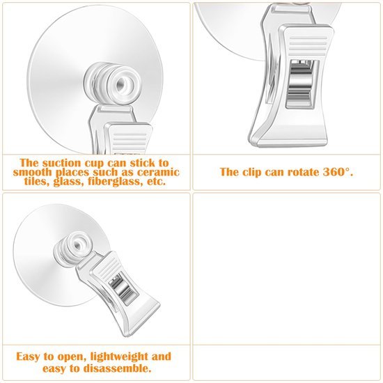 550x550-42779.jpg Unyqoos® Set van 10 veelzijdige transparante zuignapclips voor diverse toepassingen