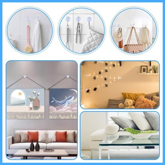 550x550-42882.jpg Unyqoos® Set van 20 transparante dubbelzijdige zuignappen voor diverse oppervlakken