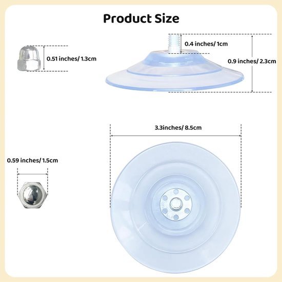 Unyqoos® Set van vier sterke zuignappen met schroefdraad voor glas en tegels