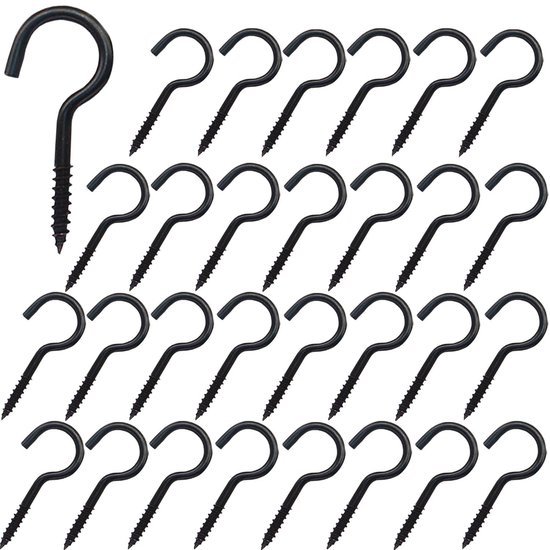 550x550-42952.jpg Unyqoos® Set van 30 Roestbestendige Zwarte Schroefhaken voor Binnen en Buiten