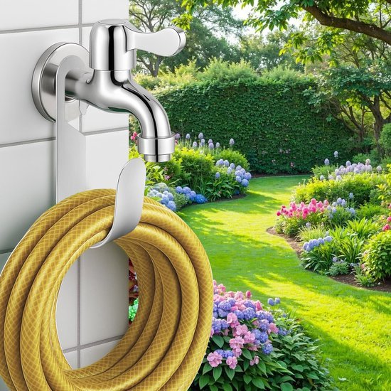 Unyqoos® Roestvrijstalen wandhouder voor tuinslang met U-vormig ontwerp en hoge draagkracht