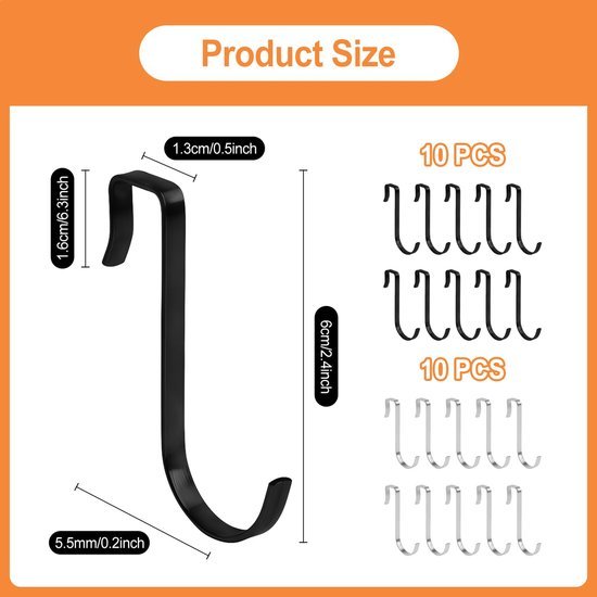 550x550-43011.jpg Unyqoos® Set van 20 veelzijdige deurhaken voor handdoeken en meer in zwart en zilver