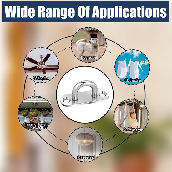 Unyqoos® Set van 4 roestvrijstalen plafondhaken voor veelzijdig gebruik