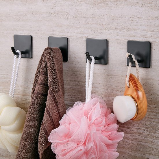 Unyqoos® Zelfklevende roestvrijstalen haken set voor badkamer en keuken organisatie