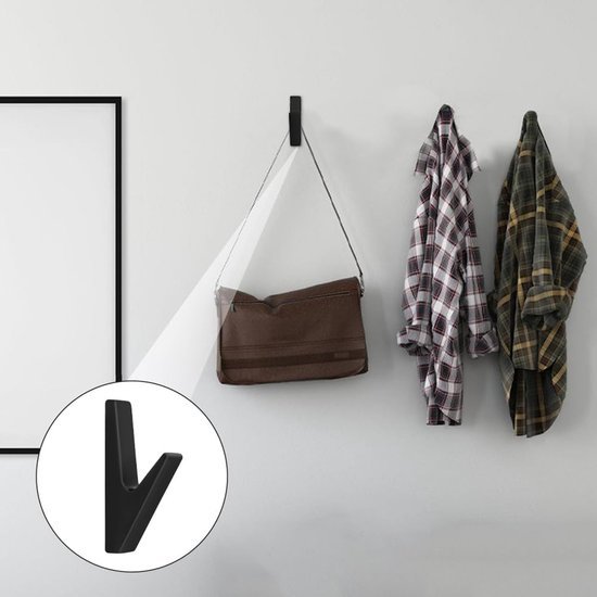 Unyqoos® Garderobenhaken Set van 4 Stuks in Zwarte Matte Afwerking voor Diverse Ruimtes