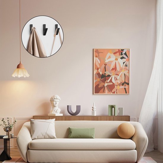 550x550-43137.jpg Unyqoos® Set van 6 Zwarte V-vormige Wandhaken voor Akoestische Panelen en Kasten