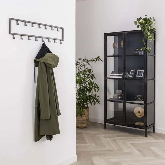 Unyqoos® Moderne Zwarte Wandgarderobe met 15 Haken voor Diverse Toepassingen