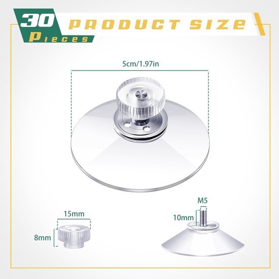 550x550-43162.jpg Unyqoos® Set van 30 stevige transparante zuignappen met schroefdraad voor diverse oppervlakken