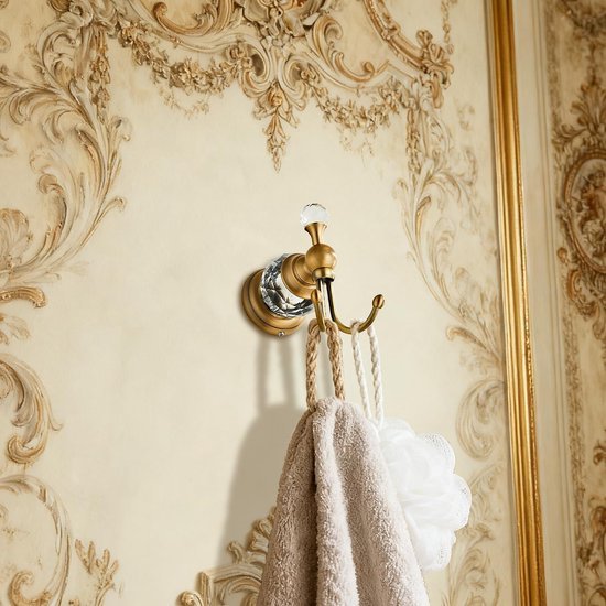 Unyqoos® Set van twee luxe wandhaken met kristal voor badkamer en slaapkamer