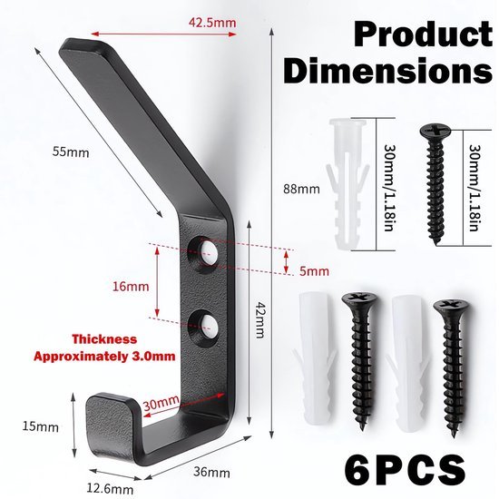 550x550-43227.jpg Unyqoos® Set van zes stevige wandhaken voor veelzijdig gebruik in huis