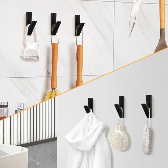 550x550-43295.jpg Unyqoos® Set van zes zwarte wandhaken voor diverse ruimtes en toepassingen