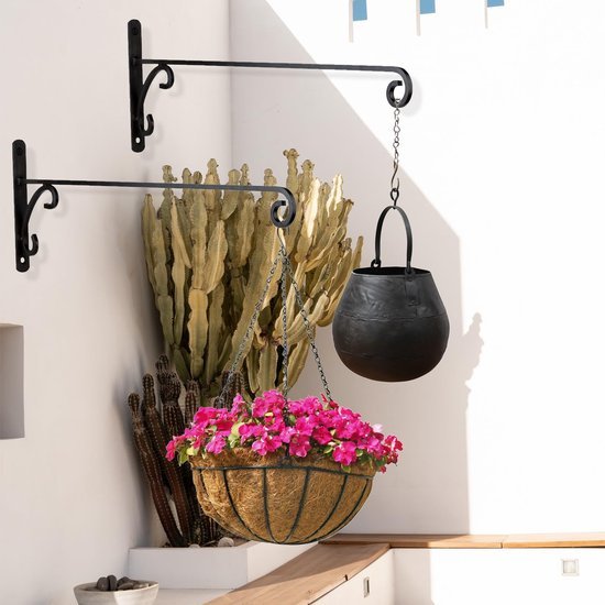 550x550-43302.jpg Unyqoos® Set van twee handgesmede wandhaken voor buiten, vintage stijl, 50 cm zwart