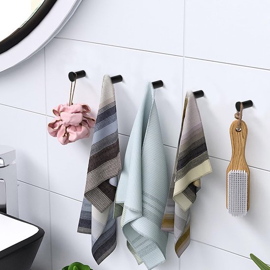 550x550-43335.jpg Unyqoos® Set van 8 zwarte roestvrijstalen wandhaken voor badkamer en garderobe