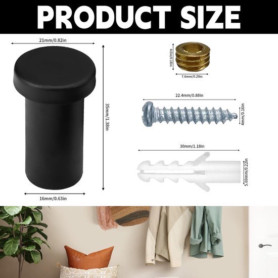 550x550-43338.jpg Unyqoos® Set van 8 zwarte roestvrijstalen wandhaken voor badkamer en garderobe