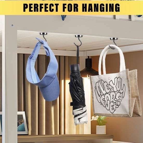 550x550-43364.jpg Unyqoos® Set van 6 Zwarte Magnetische Haken met 12 kg Draagkracht voor Diverse Toepassingen