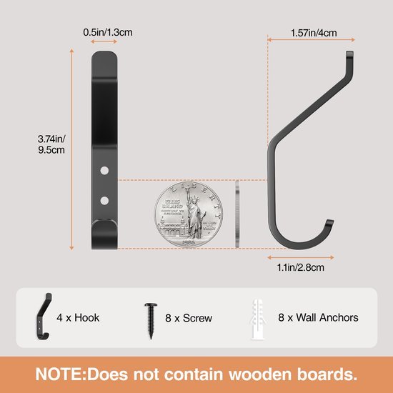 550x550-43380.jpg Unyqoos® Stevige zwarte metalen wandhaak voor veelzijdig gebruik in huis
