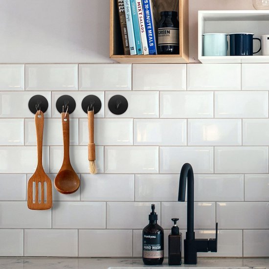 550x550-43407.jpg Unyqoos® Vierdelige set ronde zwarte wandhaken voor badkamer en keuken zonder boren