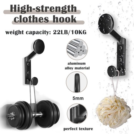 550x550-43414.jpg Unyqoos® Set van 6 zwarte wandhaken voor kleding, handdoeken en accessoires