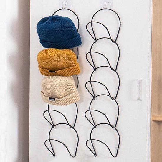 550x550-43467.jpg Unyqoos® Set van 5 zwarte metalen wandhaken voor caps, tassen en jassen