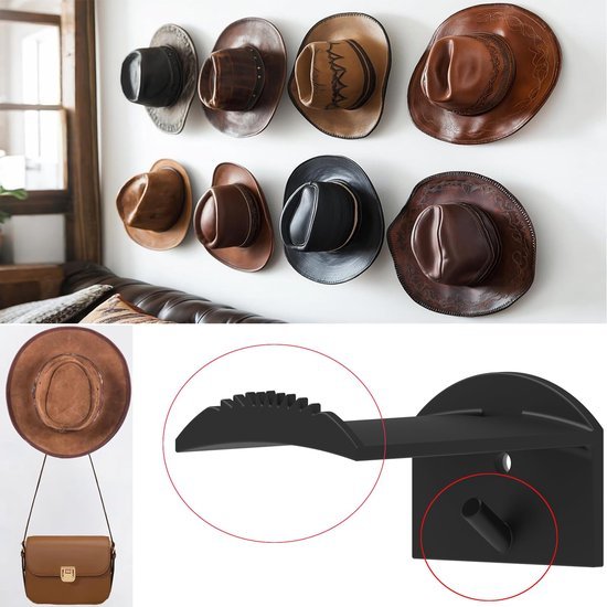 550x550-43523.jpg Unyqoos® Stijlvolle wandgemonteerde hoedenhouder set voor veelzijdig gebruik in huis