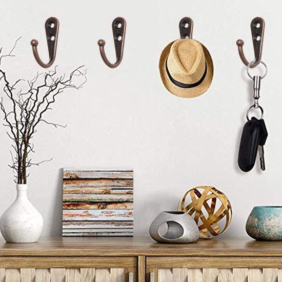 Unyqoos® Set van 10 stijlvolle vintage metalen wandhaken voor diverse toepassingen