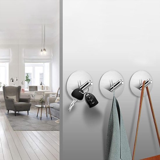 550x550-43682.jpg Unyqoos® Set van vier roestvrijstalen zelfklevende haken voor badkamer en keuken