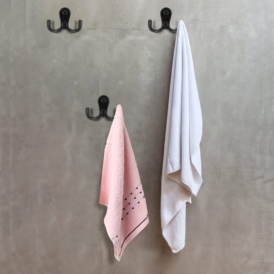 Unyqoos® Kledinghaken Set van 10 voor Wandmontage met Dubbele Ophangmogelijkheden en Bevestigingsschroeven