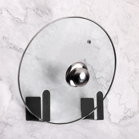 550x550-43722.jpg Unyqoos® Set van 4 Roestvrij Stalen Wandgemonteerde Pannendekselhouders met Zelfklevende Bevestiging