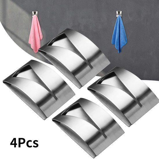 550x550-43740.jpg Unyqoos® Set van vier zelfklevende roestvrijstalen handdoekhaken voor keuken en badkamer