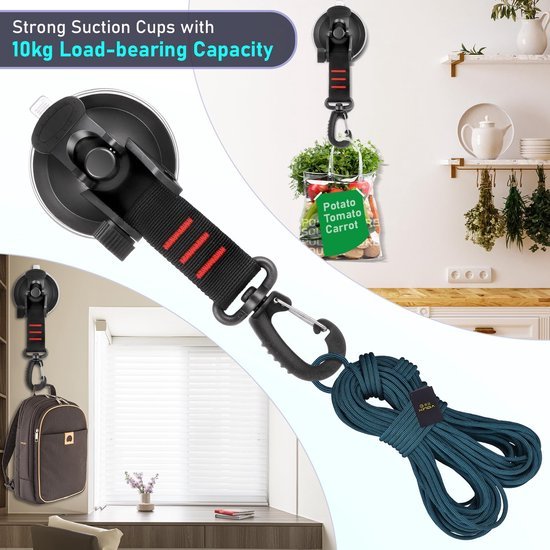 550x550-43775.jpg Unyqoos® Set van 4 sterke zuignappen met 360 graden draaibare haken voor kamperen