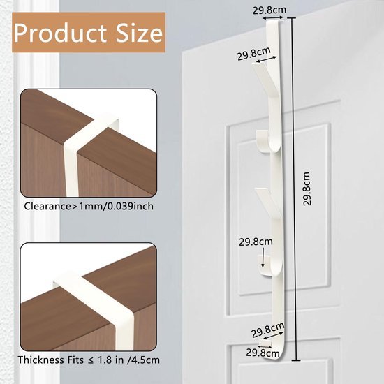 550x550-43818.jpg Unyqoos® Set van 4 deurhaken met vijf stevige haken voor kleding en handdoeken