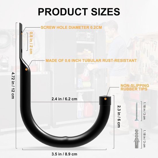 550x550-43848.jpg Unyqoos® Set van 9 stevige wandhaken voor zware lasten en ladderopslag in garage