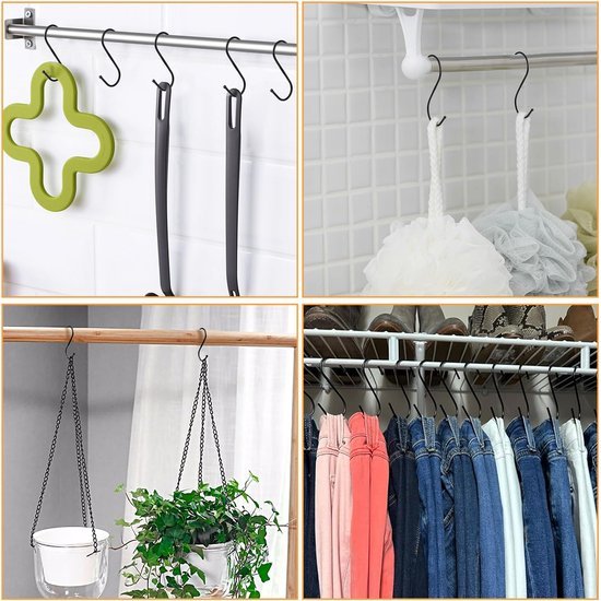 Unyqoos® Set van 100 multifunctionele S-haken voor diverse ruimten en toepassingen