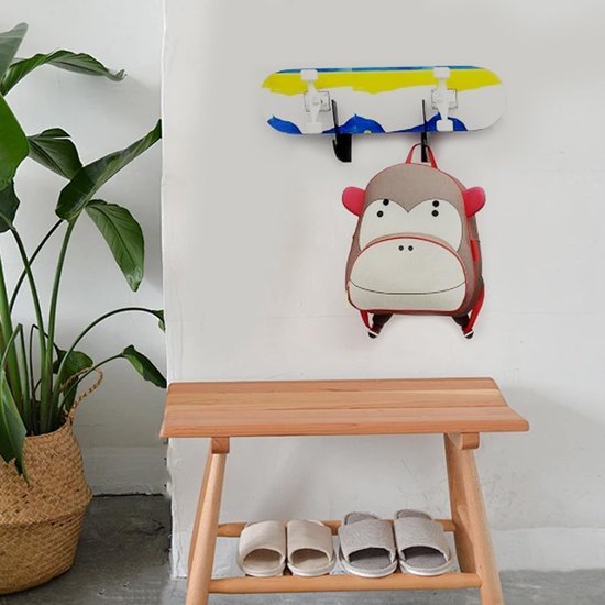 Unyqoos® Acryl wandhouder voor skateboards en longboards met opberghaak, set van 2