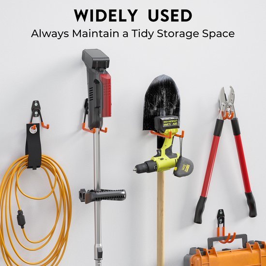 Unyqoos® Complete set wandhaken voor garages en werkplaatsen met antislipcoating
