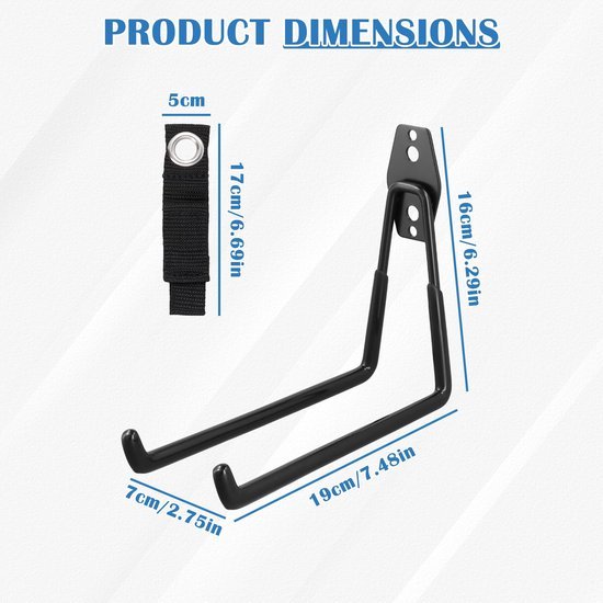 550x550-44000.jpg Unyqoos® Sterke wandhaken set van vier voor garage en tuinopslag