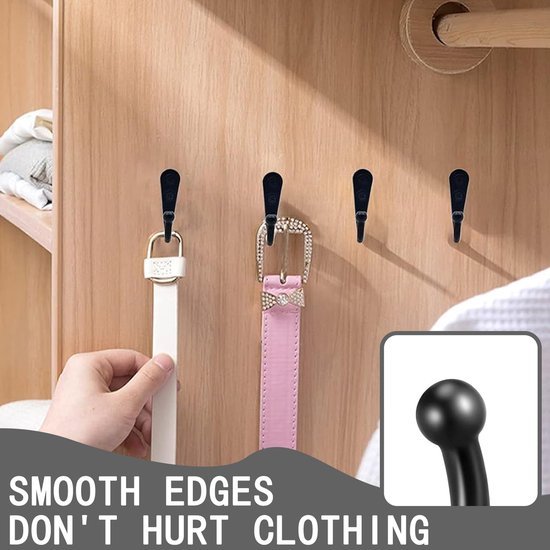 Unyqoos® Zwarte wandhaken set van 20 stuks met schroeven voor diverse toepassingen