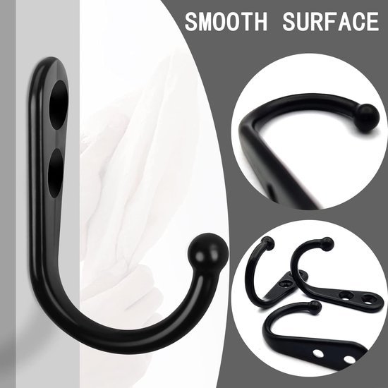 Unyqoos® Zwarte wandhaken set van 20 stuks met schroeven voor diverse toepassingen