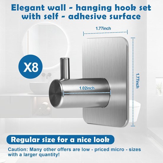 550x550-44057.jpg Unyqoos® Set van 8 zelfklevende roestvrijstalen haken voor badkamer en keuken