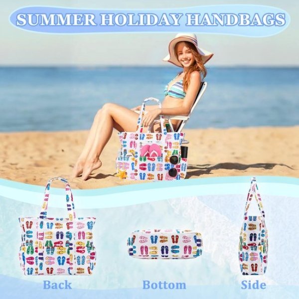 Unyqoos® Extra Grote Water- en Zandbestendige Strandtas met Meerdere Vakken voor Dames en Familie