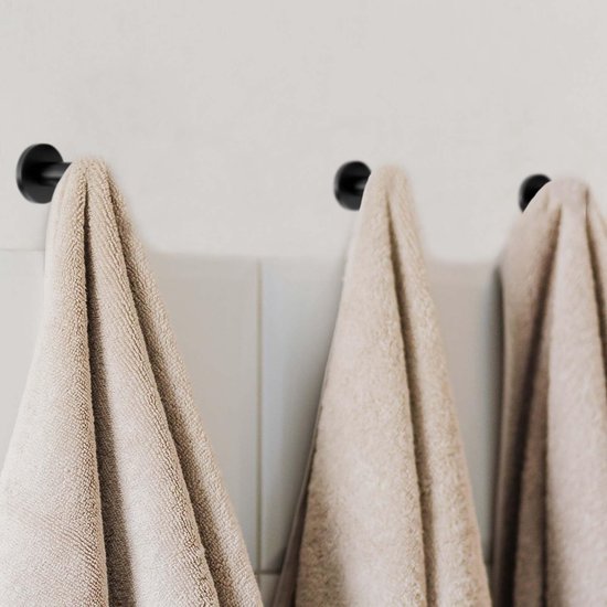 Unyqoos® Set van 8 zwarte ronde wandhaken van roestvrij staal voor diverse kamers