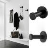 Unyqoos® Set van 8 zwarte ronde wandhaken van roestvrij staal voor diverse kamers