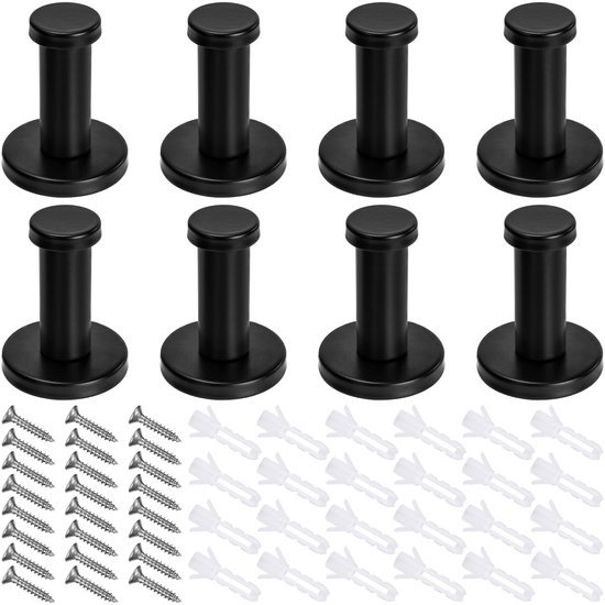Unyqoos® Zwarte roestvrijstalen wandhaken set voor kleding en decoratie